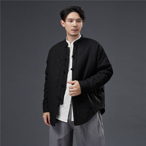 新品宽松开衫夹克外套秋冬男款加棉棉 短款保暖中国风羽绒棉棉服
