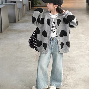 女童毛衣开衫2025春秋装新款儿童春装宽松上衣洋气中大童时髦外套