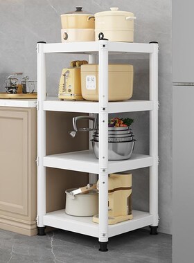 白色烤漆厨房置物架落地多层微波炉收纳架加厚家用冰箱橱柜搁锅架