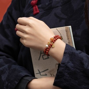 大善堂南紅瑪瑙手串本命年女款 多圈紅色手鏈配飾情侶轉(zhuǎn)運(yùn)珠禮物