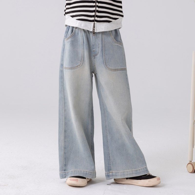 哈依鲁2025春秋季新款女童牛仔裤儿童中大童时尚宽松直筒休闲裤,童装/婴儿装/亲子装,儿童牛仔裤,淘宝优惠券,粉丝福利购,淘宝优惠卷