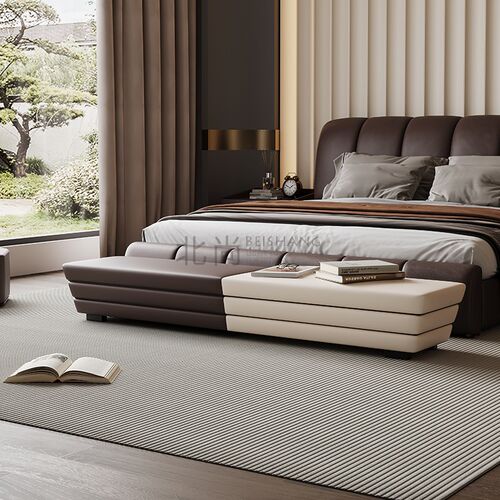 意式轻奢床尾凳卧室家用门口换鞋凳客厅沙发长条凳子设计师皮墩