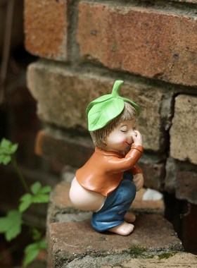 创意趣味可爱绿叶仙子小公仔花盆边饰花园装饰书桌橱窗有趣小摆件