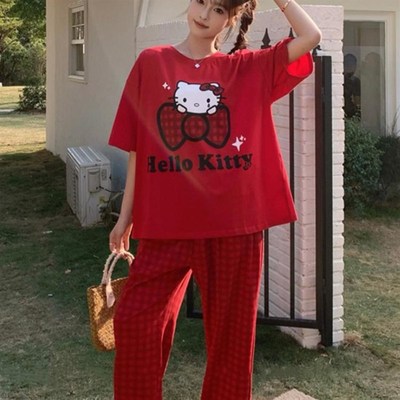 夏季大红新婚睡衣女2024年新款短袖长裤套装休闲外穿本命年家居服