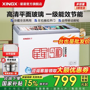 星星冰柜展示柜冷藏冷冻保鲜柜雪糕柜岛柜双温冰柜冰箱商用小型