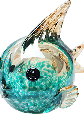 晶晶家居手工水晶玻璃工艺品样板房酒店混彩亲嘴鱼小摆件套装饰品