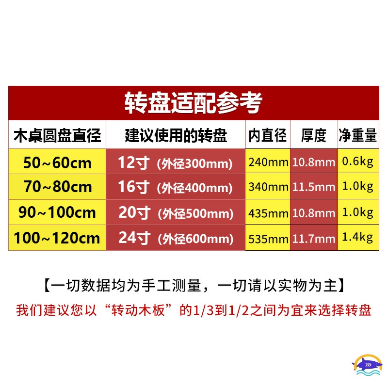 圆桌新款铮舍 木质餐桌轴承木桌大理石玻璃转盘承重旋转轨道家用