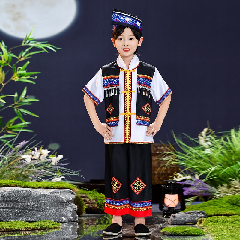 广西三月三少数民族服装男女儿童壮族土家族彝族瑶族苗族表演出服