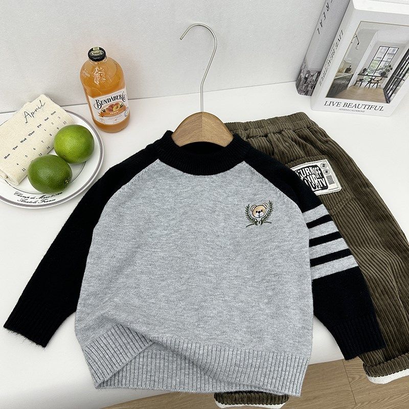 男童深秋套头毛衣儿童2024新款儿童撞色插肩针织衫秋冬保暖打底衫,童装/婴儿装/亲子装,毛衣/针织衫,淘宝优惠券,粉丝福利购,淘宝优惠卷
