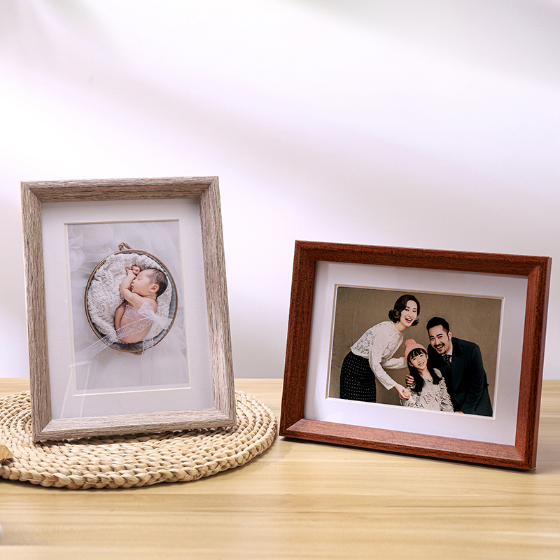 实木相框定制来图定做相片洗照片打印加全家福摆台高级感6七寸diy