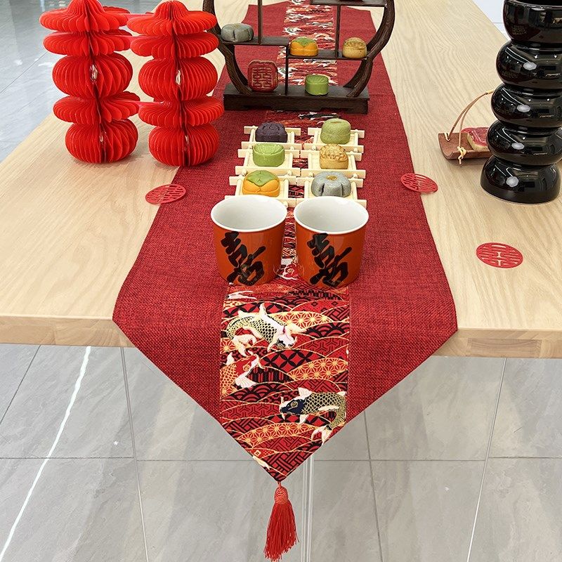 中式桌旗红色结婚喜庆长条茶几桌布餐桌电视柜布艺茶席中国风盖布,节庆用品/礼品,婚房装扮用品,淘宝优惠券,粉丝福利购,淘宝优惠卷