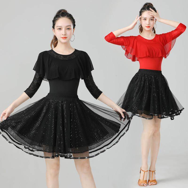 高货拉丁舞练功服蕾丝上衣