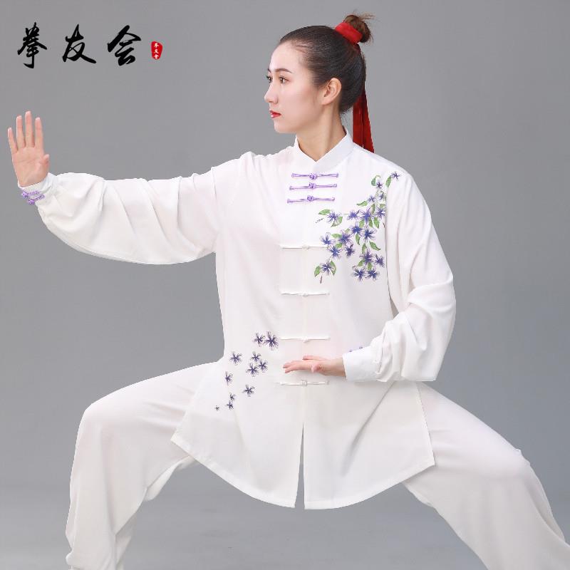 正货太极服女新款手绘兰花