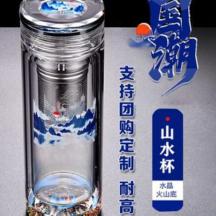 水杯大容量家用泡茶杯个人专用隔热车载杯子夏季 玻璃杯双层男士 女