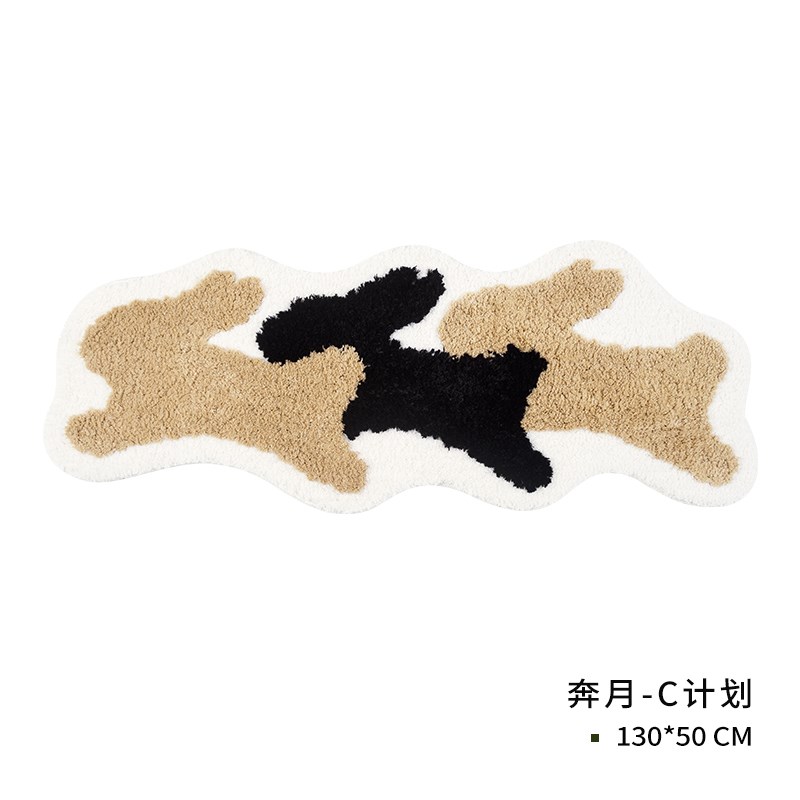 可机洗超柔防滑地毯兔子奔月儿N童房男孩女孩卧室床边毯