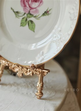 vintage1890年法国盘子支架展示架书架画架复刻版玫瑰金色