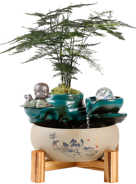 流水摆件办公室桌面开业礼品石磨循环水客厅生财招财创意家居水景