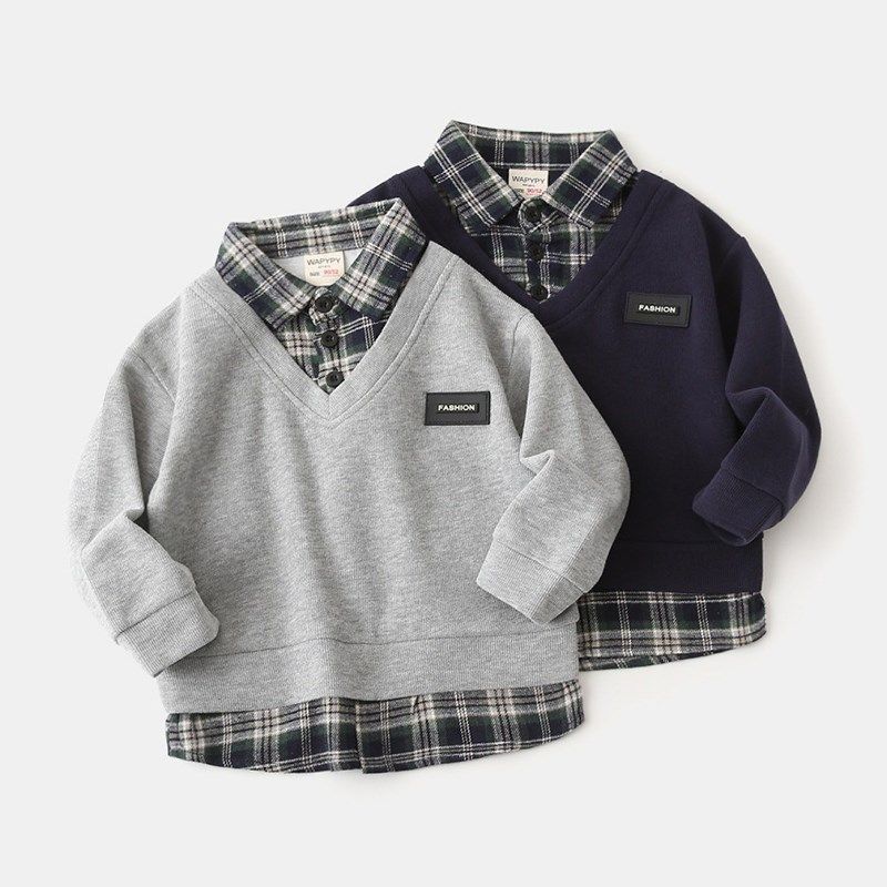 童装男童衬衫领卫衣2024新款春秋季假两件内搭男孩宝宝长袖打底衫,童装/婴儿装/亲子装,卫衣/绒衫,淘宝优惠券,粉丝福利购,淘宝优惠卷