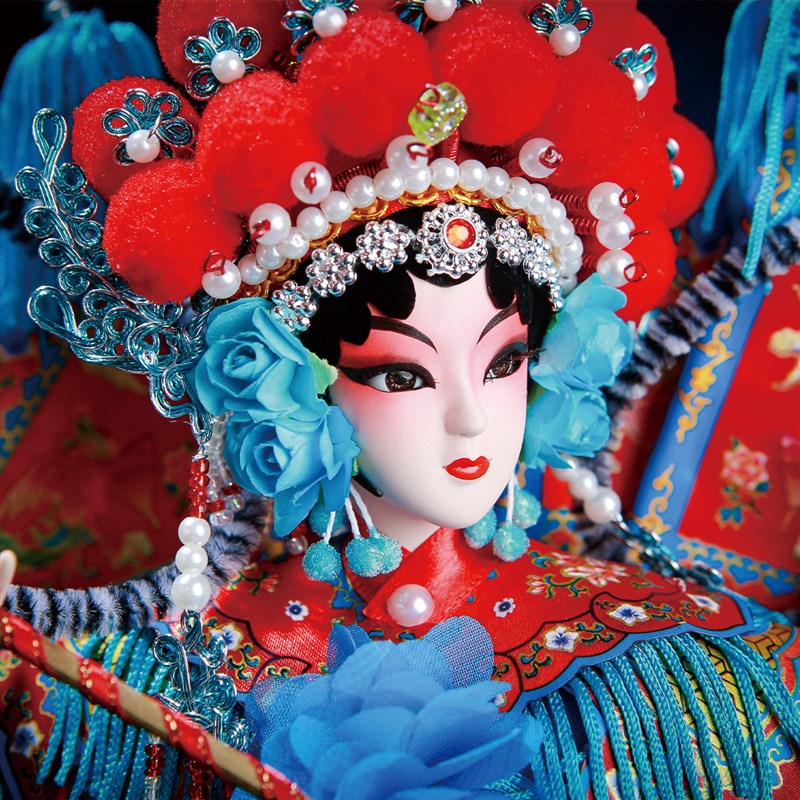 新中式京剧绢人穆桂英摆件手办中国特色礼物送外国人玄关书柜装饰