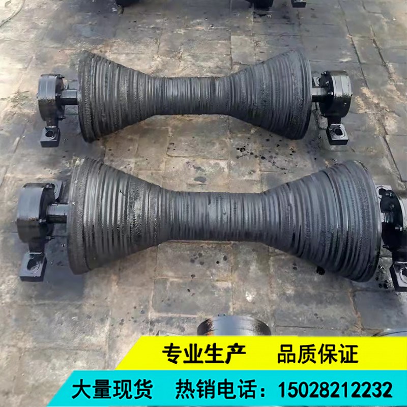 定制 矿用输送机无动力滚筒 橡胶喇叭滚筒 调心 锥形缓冲包胶托辊