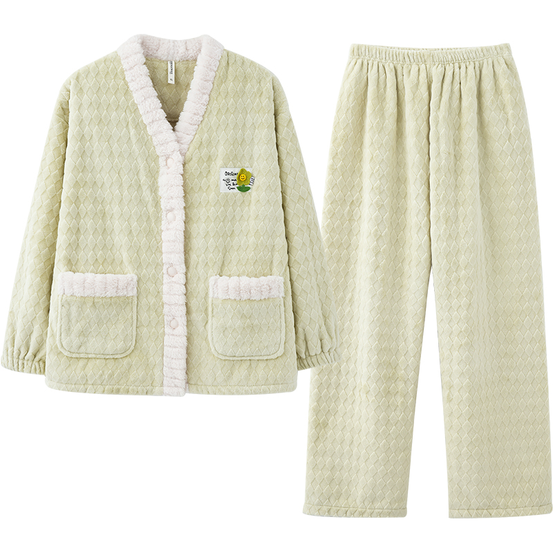 马克公主情侣睡衣女冬季加厚加绒可爱高级感珊瑚绒男士套装家居服