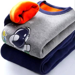 儿童保暖内衣套装男童加绒加厚纯棉外穿女宝宝冬季中大童秋冬内衣