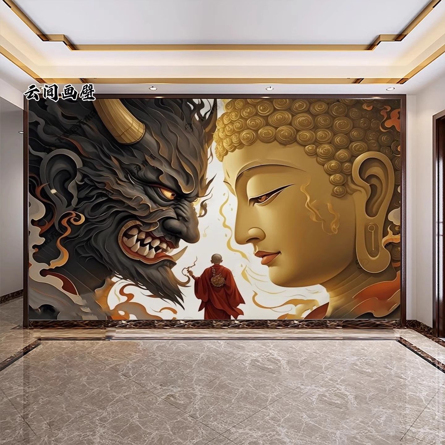 定制佛与魔个性墙纸壁布艺术装饰壁纸墙布房间客厅床头背景墙壁画,家装主材,定制壁画,淘宝优惠券,粉丝福利购,淘宝优惠卷