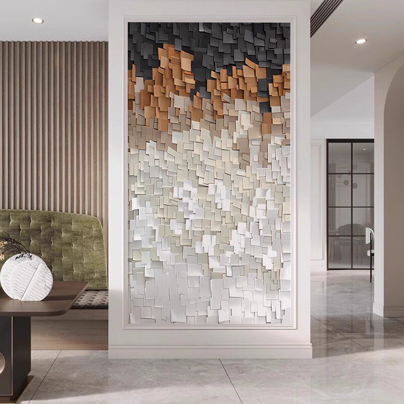 侘寂风客厅装饰画抽象立体感沙发背景墙高端大气走廊玄关墙纸壁画,家装主材,定制壁画,淘宝优惠券,粉丝福利购,淘宝优惠卷