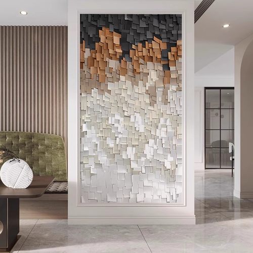 侘寂客厅装饰画立体沙发背景墙布