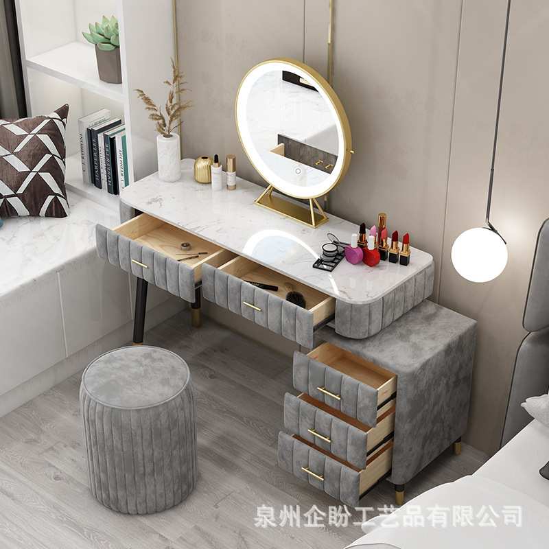 简约现代卧室梳妆台床头柜一体组合小户型家用带抽屉收纳化妆桌椅