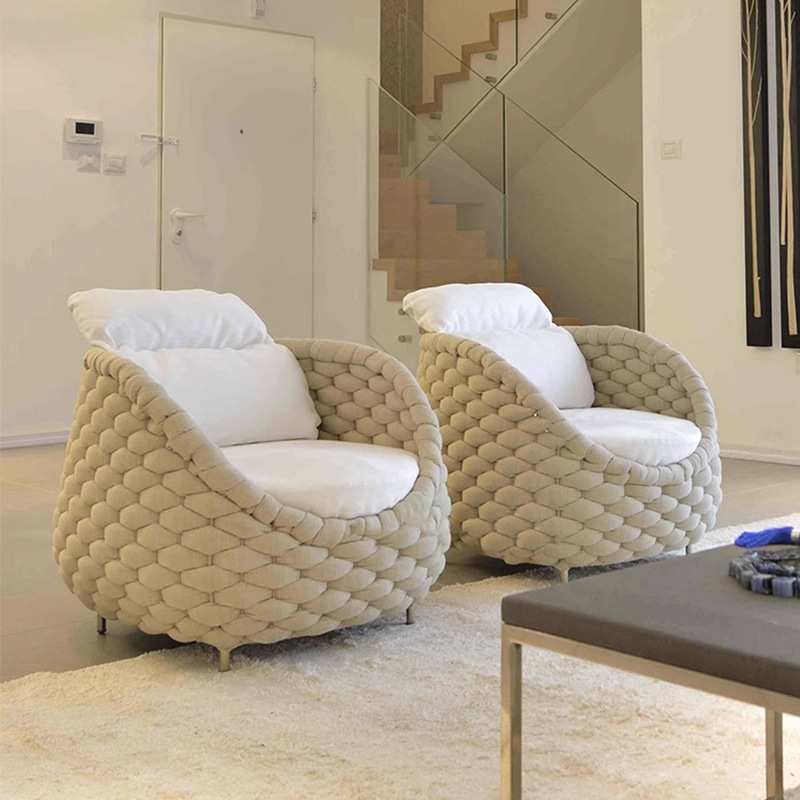 别墅户外沙发组合售楼部庭院花园休闲藤编家具设计师室外阳台藤椅