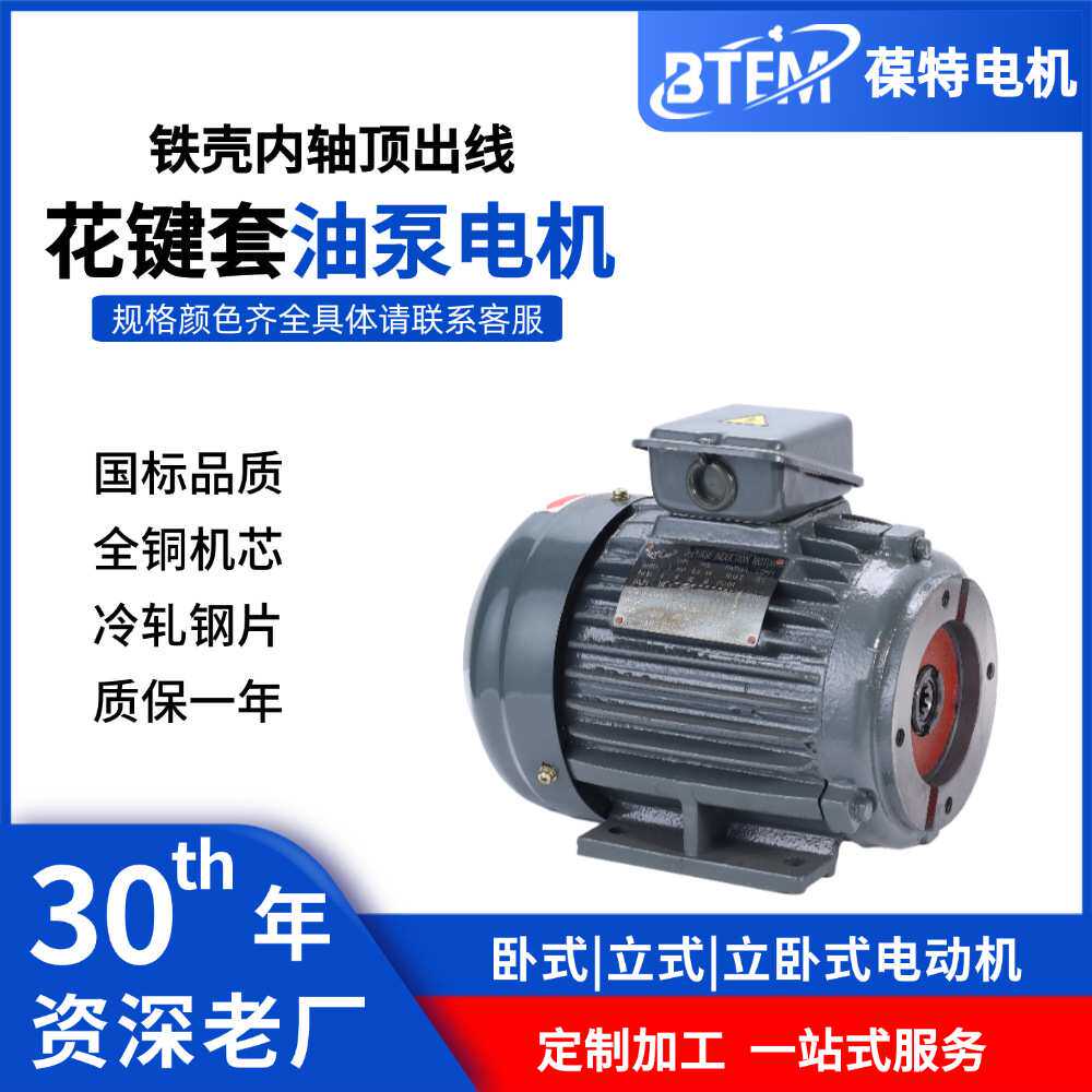 铁壳内轴电机直连式液压花键套齿轮油泵马达顶出线三相异步
