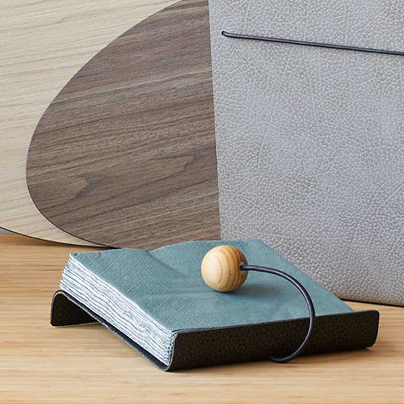 复古方形餐巾收纳架轻奢皮革面 酒店前台餐厅桌面纸巾座软装饰品