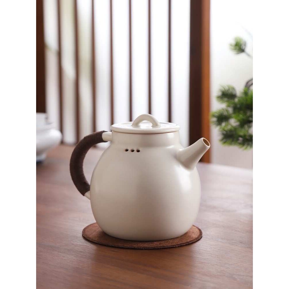 苏打釉白陶侧把泡茶煮茶壶套装家用大号陶瓷耐高温明火烧水壶单壶