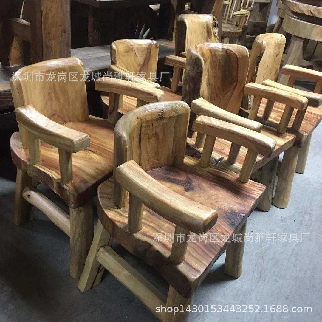 实木主人椅单人靠背扶手泡茶椅子风化香樟木围椅简约整装原木家具