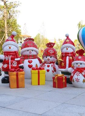 圣诞节卡通发光雪人雕塑