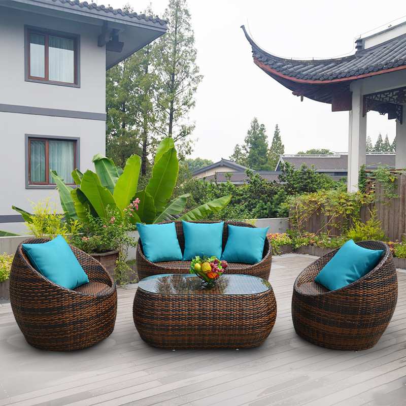 户外家具休闲沙发阳台藤椅小茶几组合庭院花园藤沙发美式庭院沙发