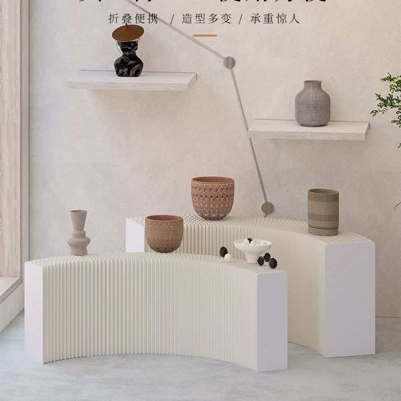 可折叠多功能长条展台创意移动中岛陈列架商场展会多层展示台
