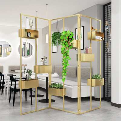 简约铁艺屏风隔断餐厅卡座移动可折叠屏风办公室移动隔断客厅装饰