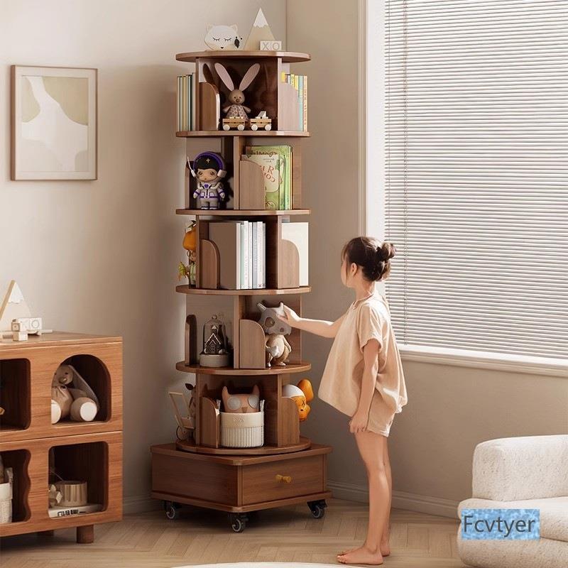 吉妃翔书柜小型创意可移动36带轮绘本架0度柜子旋转书架落地置物