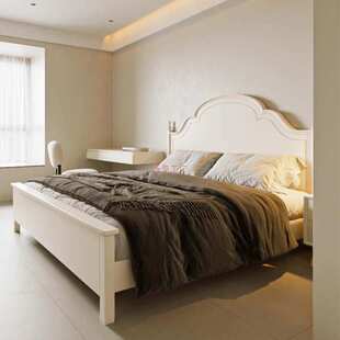 美式白色实木床现代简约1.8米法式双人主卧高箱储物公主女孩床