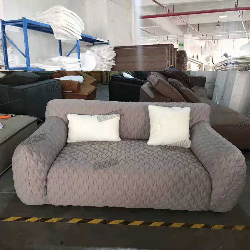轻奢网红大平层ligne roset 针织布艺单人休闲椅意式蓝胖子沙发椅
