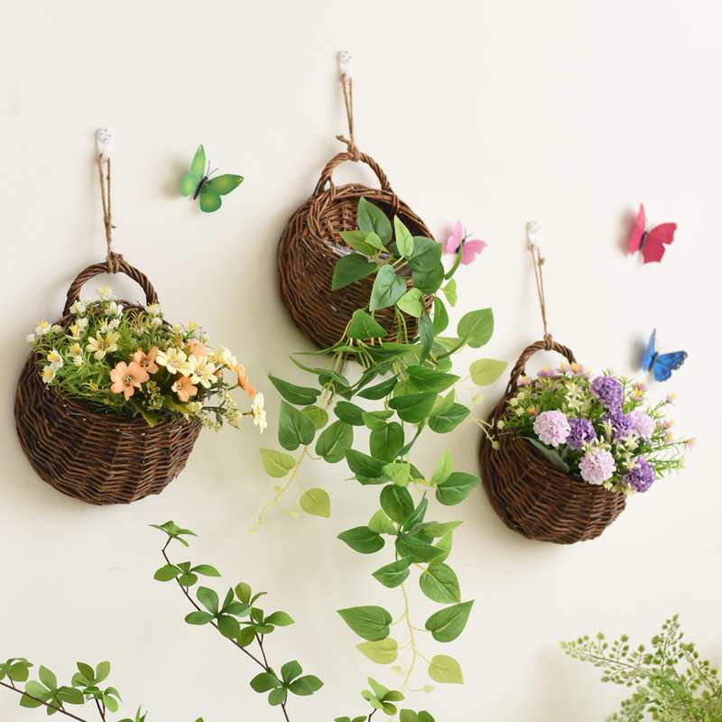 田园墙上装饰花篮挂件客厅阳台墙面壁挂花器卧室餐厅创意植物新款