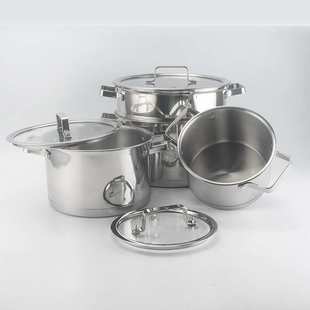 24cm 出口套锅6PCS不锈钢直角汤锅带格加厚底部韩式 方柄16