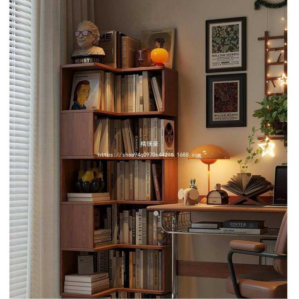 精镁豪一体储物架落地置物架书架架转角柜卧室收纳书房书柜客厅靠