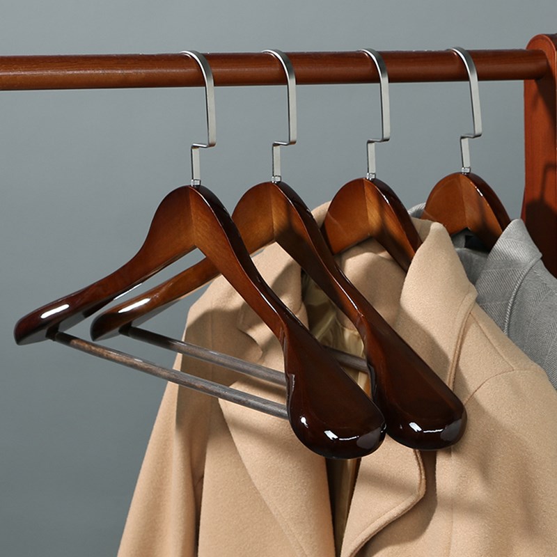 加厚衣挂冬天衣服宽肩实木衣架大衣外套衣撑家用西装西服木制