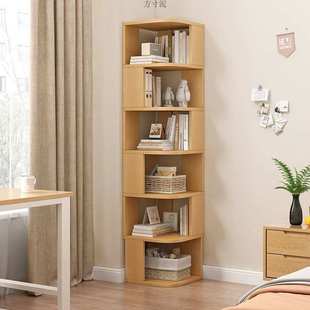 转角书架实木落地置物架家用现代客厅角柜墙角收纳架工厂一件E18