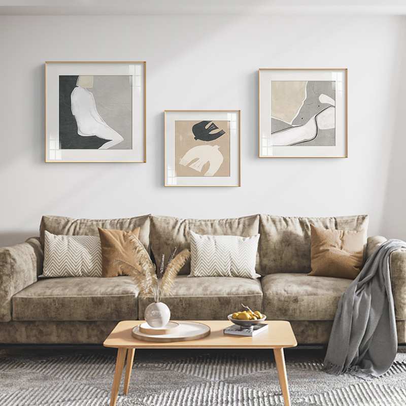 苏醒 北欧简约客厅装饰画抽象线条几何壁画餐厅卧室卡纸组合挂画图片
