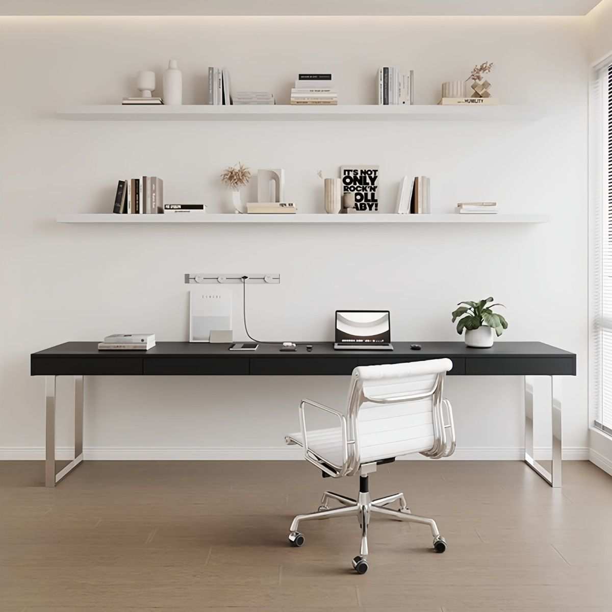 实木原木色书桌带抽屉家用办公桌书房电脑桌现代简约阳台意式桌子