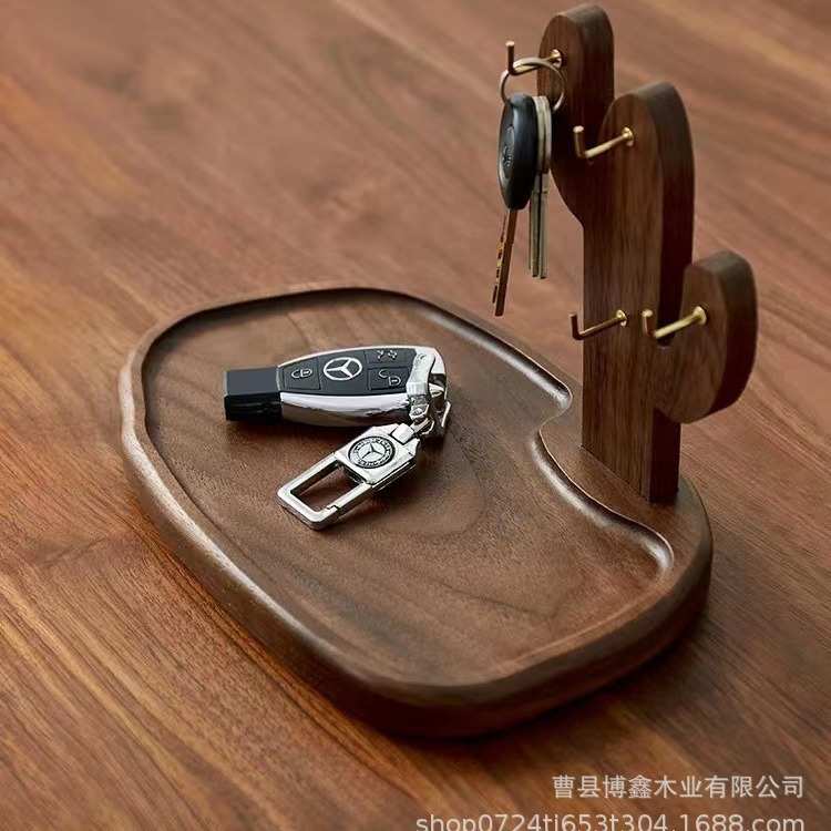 木质玄关入户门钥匙收纳架办公桌面杂物放置架实木家用物品整理架